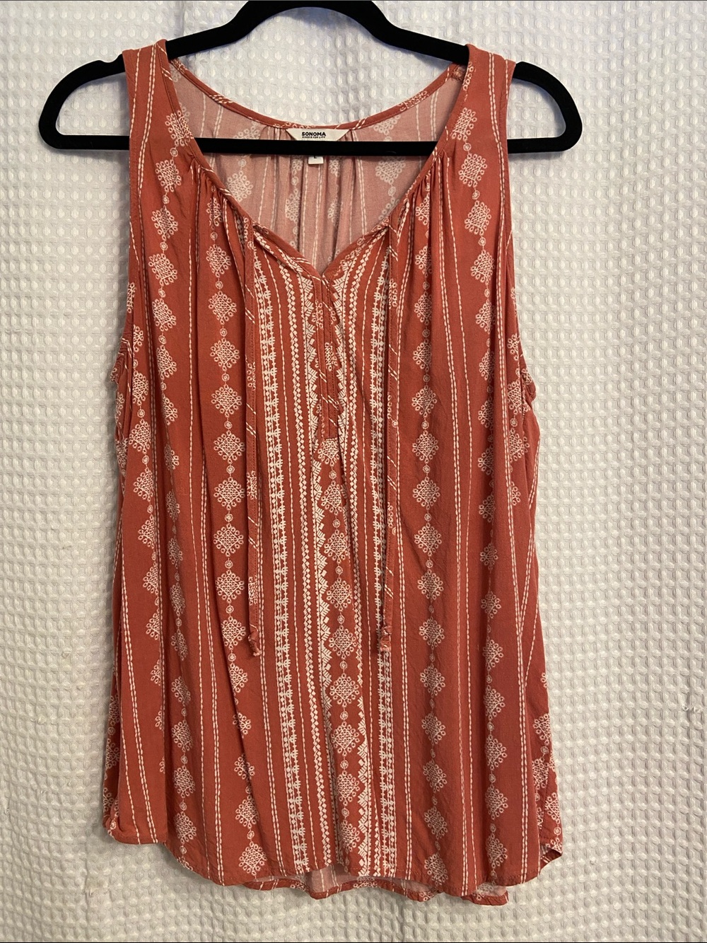 Sonoma Coral & White Printed Sleeveless Tunic